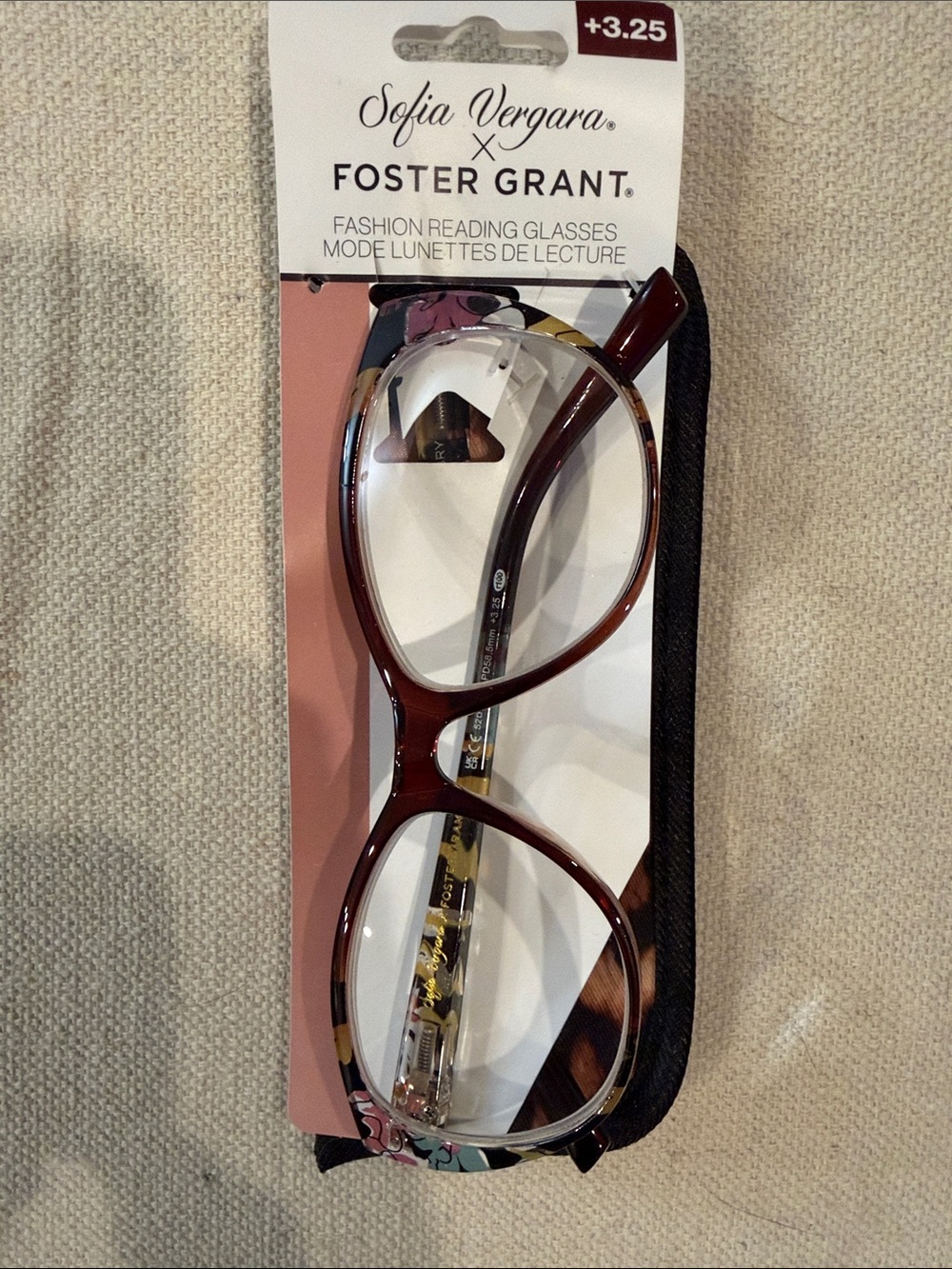 Foster Grant Sophia Vegas Brown Tortoiseshell & Floral Reading Glasses +3.35 NWT